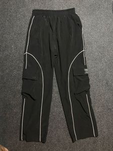Black Cargo Pants with White Trim