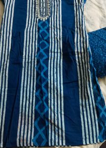 Blue Striped Kurta Set