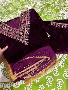 Elegant Velvet Kurti Set