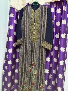 Navy blue Pakistani Embroidered Kurta Set