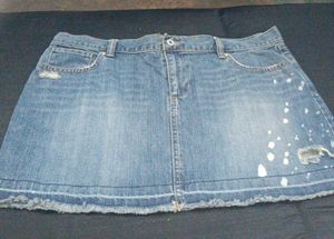 Distressed Denim Mini Skirt
