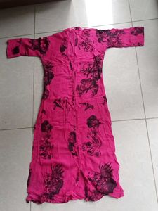 Vibrant Pink Floral Print Kurta