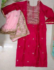 Elegant Pink Kurta with premium heavy dupatta