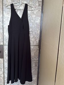 Classic Black V-Neck Midi Dress
