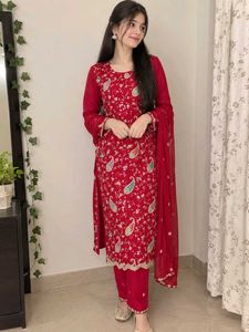 Pink Embroidered Kurta Set with Dupatta