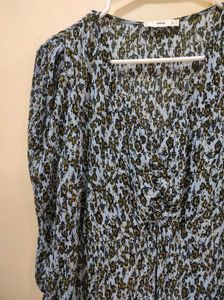 Mango Blue, Black and yellow sheath midi dress
