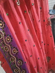 pink and purple shade Saree