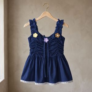NEW Cute Blue Dress with Flower Appliques