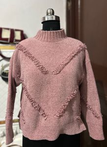 Pink Textured Knit Sweater