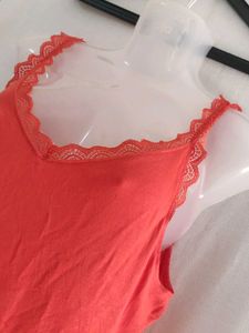 Black Lace Trim Tank Top