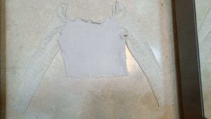 White Smocked Lace Crop Top