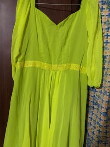 Lime Green Maxi Dress - Flowing and Elegant