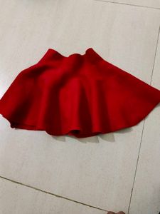 Vibrant Red Flared Skirt