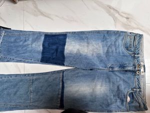 Patchwork Blue Denim Jeans