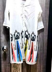 Long White Top with graphic print
