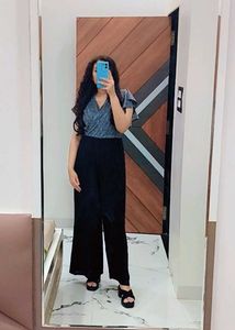 Textured Wide-Leg Jumpsuit