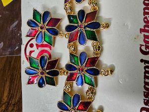 Colorful Floral Necklace and Earring Set