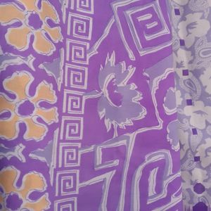 💜 Purple Lavender White Color Floral Design Printed Synthetic Sliky Saree Trendy Modern Stylish Saree Indian Traditional Sari For Girls Wife Women Ladies Casual Sare Purple Flower Pattern Sari