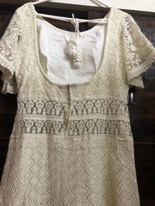 Ivory Lace Maxi Dress with Flutter Sleeves