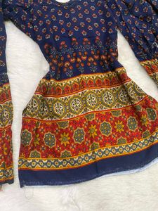 Blue Printed Short Kurti &amp; pant