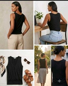 Black Sleeveless Wrap Top