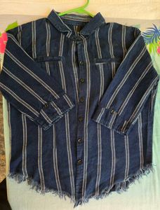 Striped Blue Button-Up Shirt
