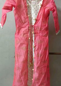 Elegant Pink &amp; White Kurta