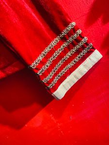 Red Velvet Kurta with Embellishments