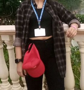 Casual Plaid Shirt & Crop Top Outfit