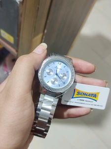 Sonata Blue Dial Analog Watch With Metal Strap