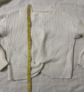 Twist-Front Knit Sweater