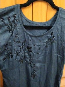 Embellished Dark Blue Kurta