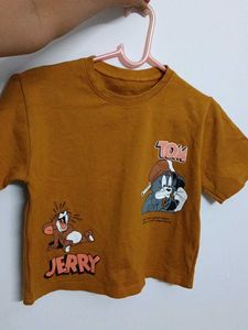 "Trendy Mustard Tom &amp; Jerry Crop Top