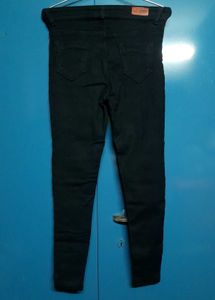 High-Waisted Black Super Skinny Denim Jeans Casual