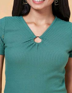 Stylish Textured V-Neck Top