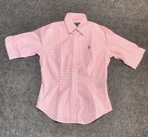 Ralph Lauren Women's Slim Fit Pink Plaid Shirt