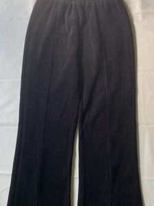 Black Velvet Flare Slit Pants
