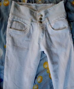 White Cropped Raw Hem Jeans