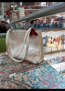 🌼✨ Original joinus Cream Tote Bag with Red Bow Ac