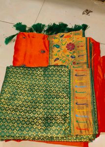 Peshwai Paithani With Green Kath