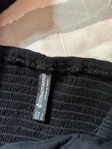Stradivarius Black Off-Shoulder Ruched Crop Top