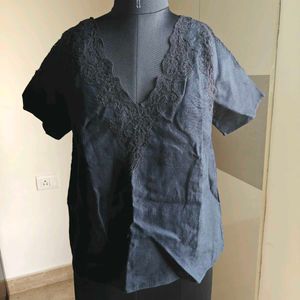 Black linen top