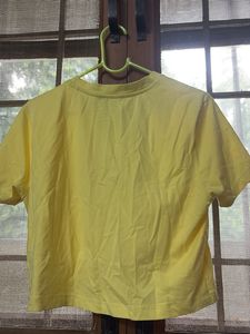 Yellow Graphic Cropped tee worn once