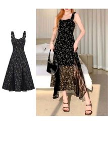 Black Floral Print Midi Dress