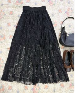 Elegant Black Lace Maxi Skirt