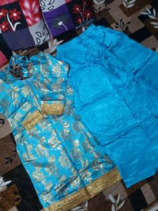 Sky Blue Kurta with Gold Print