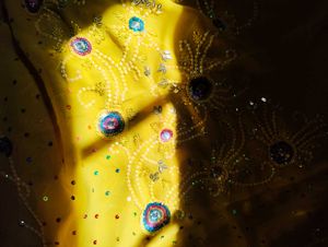 Vibrant Yellow Embroidered Saree