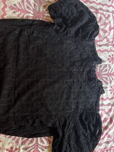 Elegant Black Lace Puff Sleeve Dress