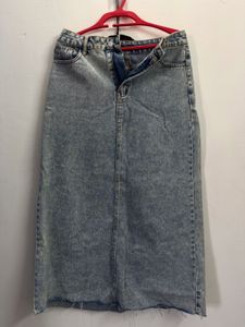 Acid Wash Denim Maxi Skirt