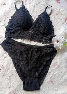 Black Lace Bralette and Panty Set